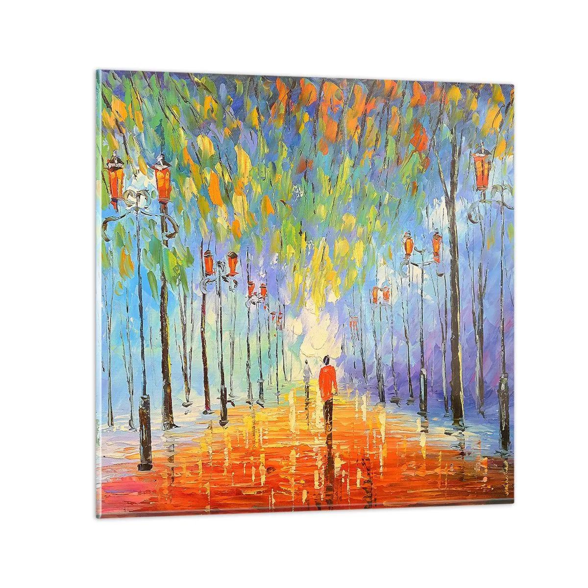 Quadro su vetro - Canzone notturna sotto la pioggia - 30x30 cm