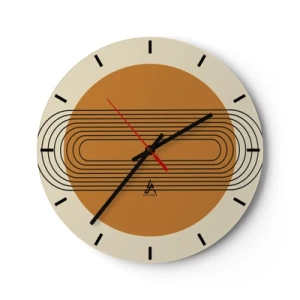 Orologio da parete - Orologio in Vetro - Composizione geometrica nei toni del beige e dell'arancione - 30x30cm - Piano perfetto - Decorazione murale moderna per soggiorno, cucina e camera da letto ARTTOR