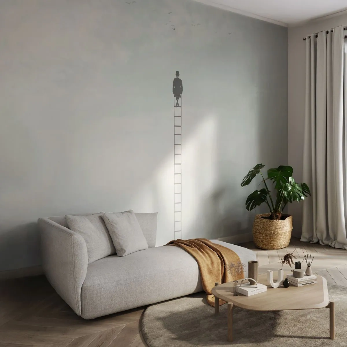 Fotomurali Premium Sand - Innalzati al di sopra - Astrazione, Uomo, Pezzo - 250x175 cm