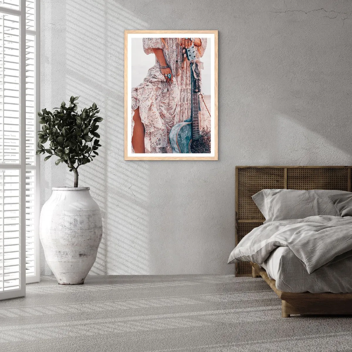 Poster in cornice rovere chiaro - Figli dei fiori in cammino - 70x100 cm