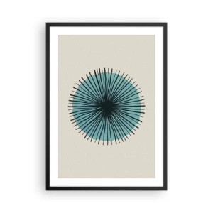 Poster in cornice nera - Motivo geometrico a forma di cerchio radiale - 50x70cm - Radiosamente nel blu - Decorazione murale moderna per soggiorno e camera da letto ARTTOR