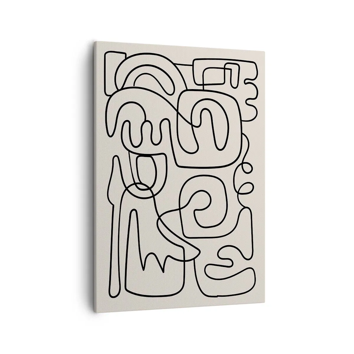 Quadro su tela - Stampe su Tela - Motivo astratto di linee nere su sfondo chiaro - 50x70cm - Segui il percorso - Decorazione murale moderna per soggiorno e camera da letto ARTTOR