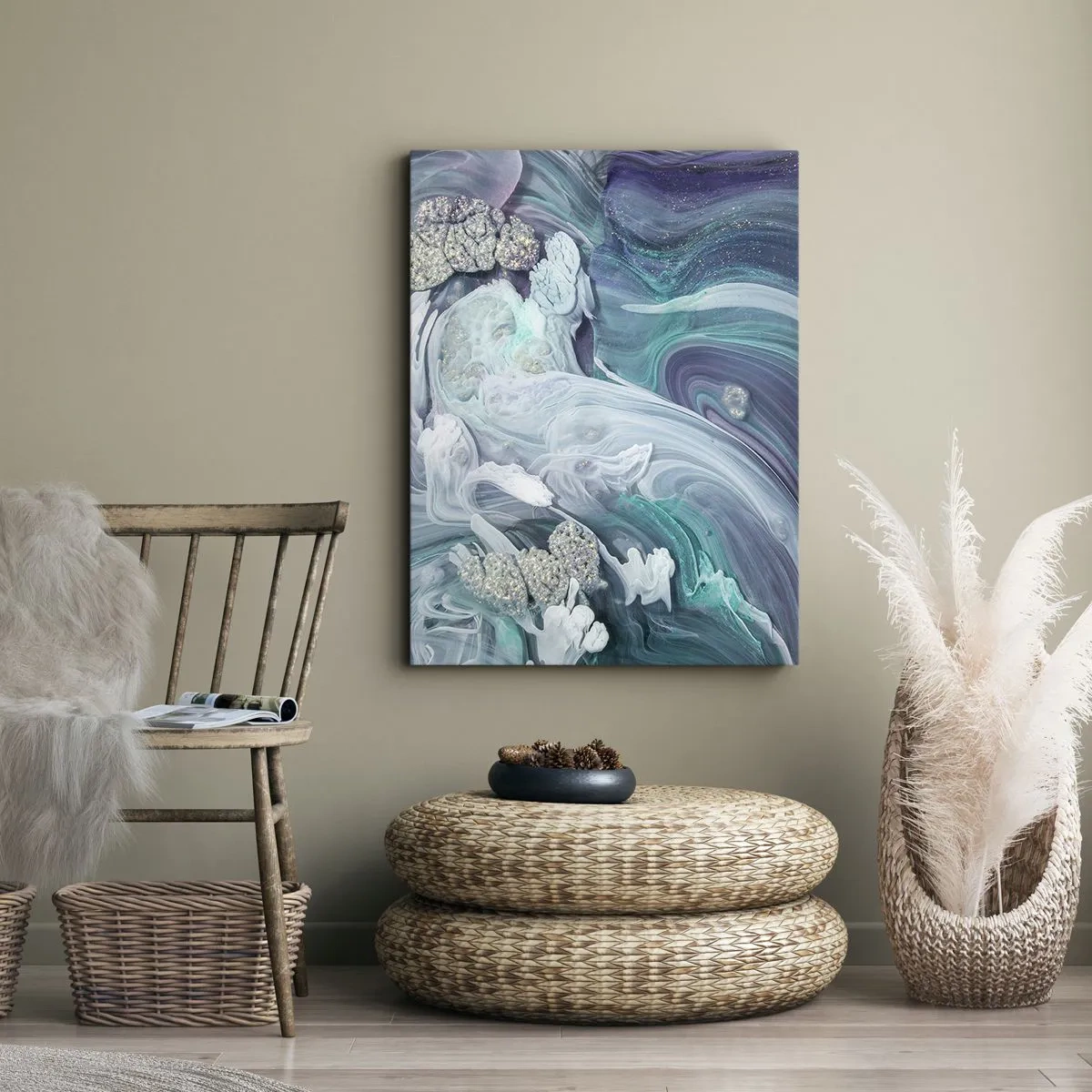 Quadro su tela - Stampe su Tela - Correnti di blu - 55x100 cm