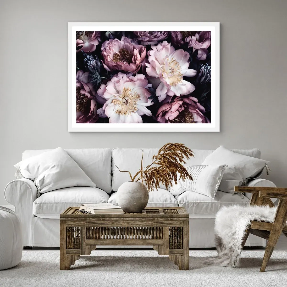 Poster in cornice bianca - Bouquet nel vecchio stile - 50x40 cm