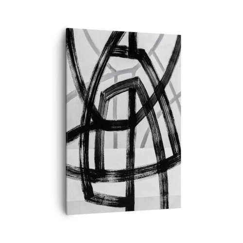 Quadro su tela - Stampe su Tela - Linee astratte in bianco e nero che si intersecano su uno sfondo chiaro - 70x100cm - Costruendo la profondità - Decorazione murale moderna per soggiorno e camera da letto ARTTOR