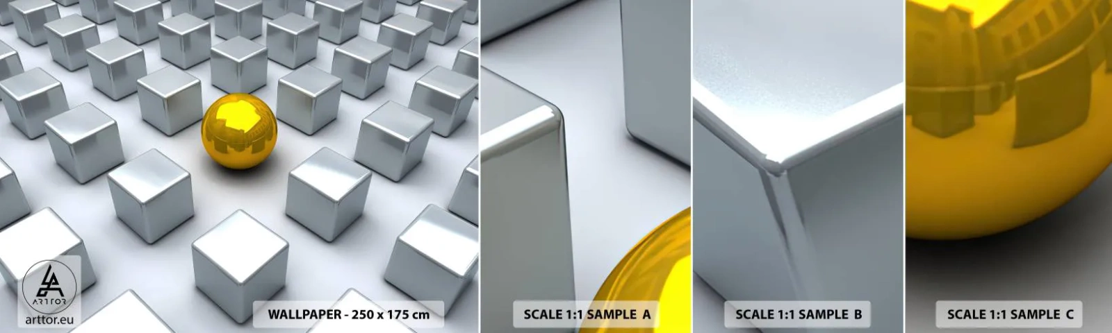 Campione Di Fotomurale Standard Eco - Perché io? Composizione geometrica - Astrazione, 3D, Grafica - 100x30 cm