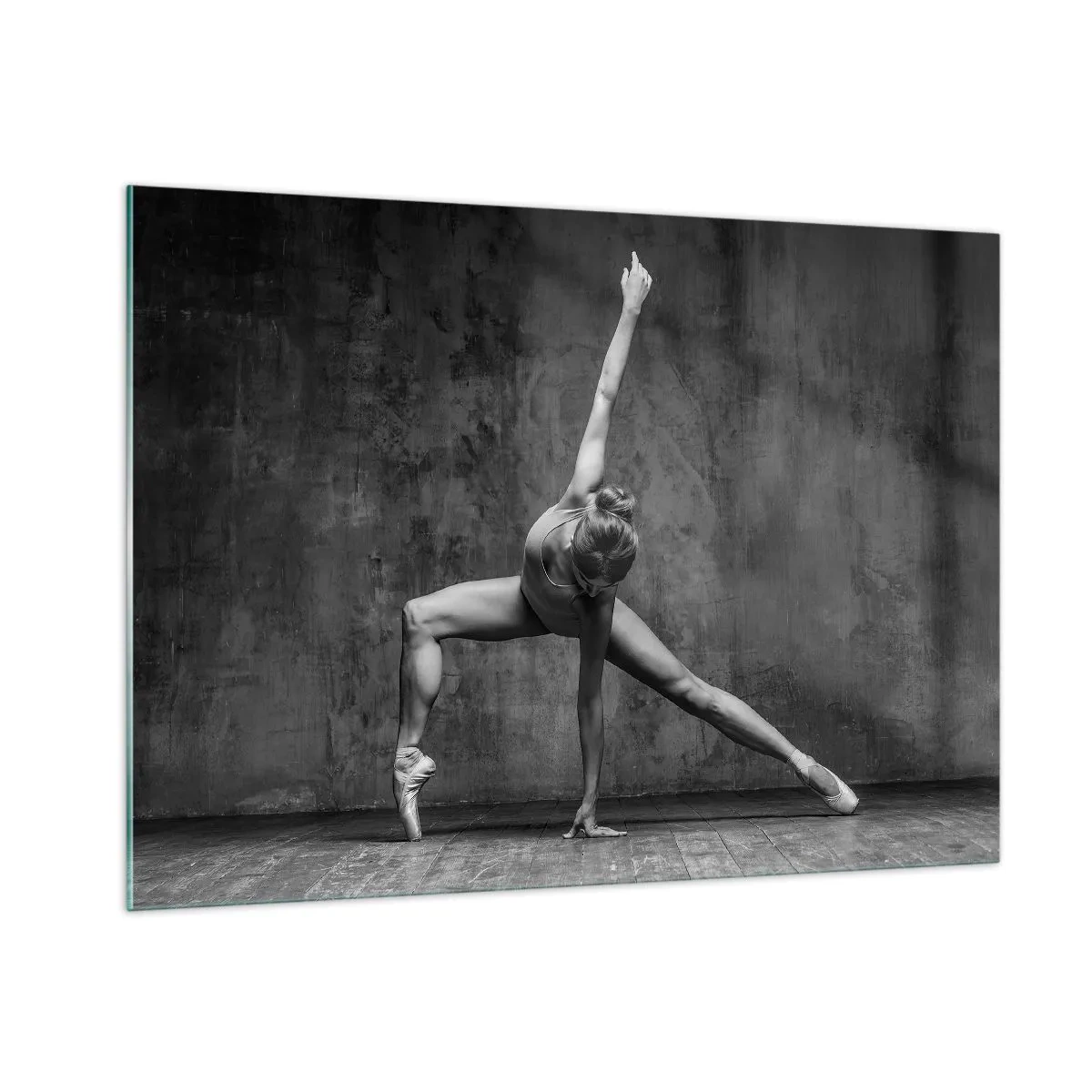Quadro su vetro - Una ballerina in una posa artistica - 100x70cm - Ideale di equilibrio - Decorazione murale moderna per soggiorno e camera da letto ARTTOR
