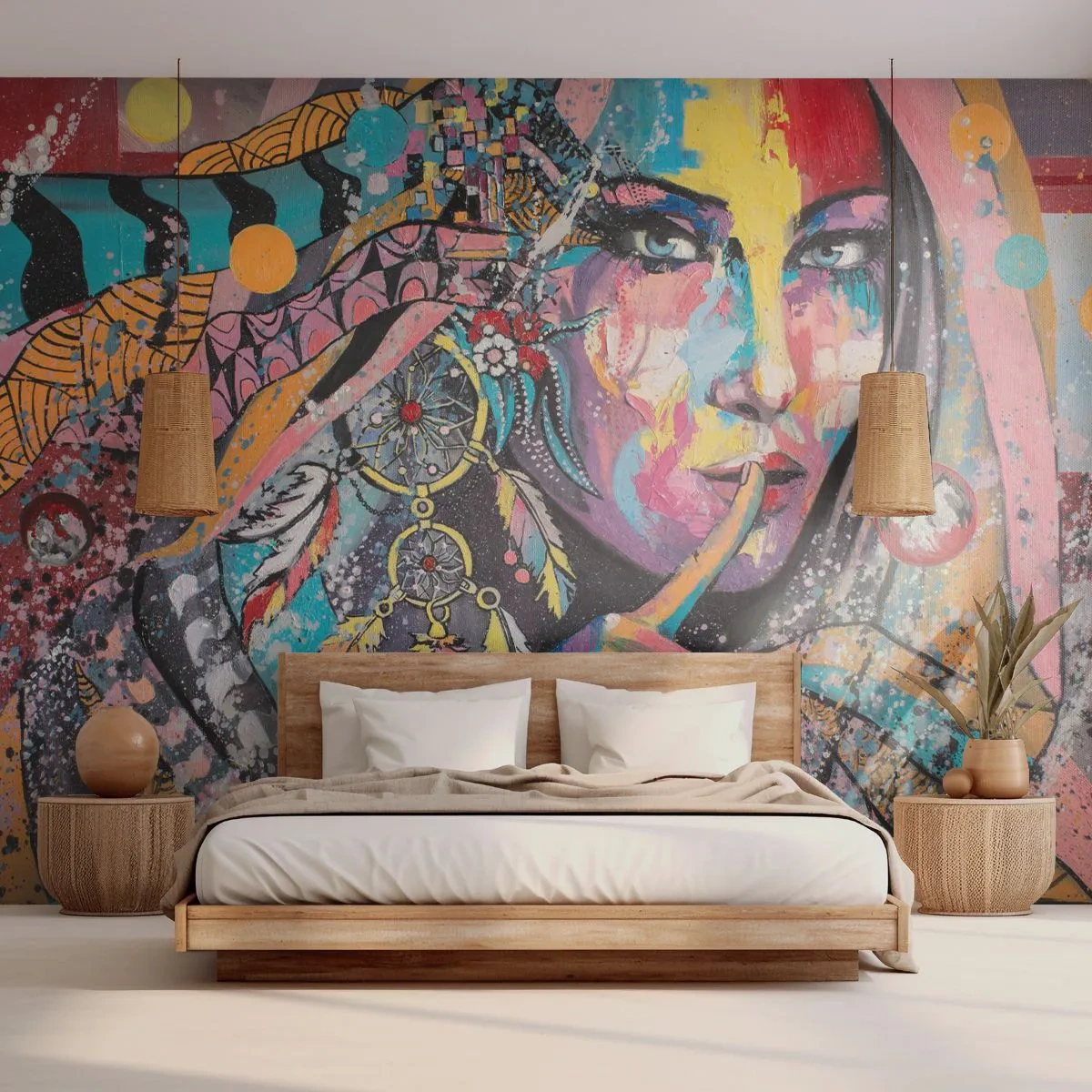 Fotomurali Standard Eco - Taci, finché capirai - Donna, Ritratto di una donna, Boho - 250x175 cm