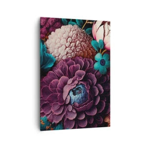Quadro su tela - Stampe su Tela - Un mazzo di fiori dai colori intensi su uno sfondo scuro - 70x100cm - Ricchezza della natura - Decorazione murale moderna per soggiorno e camera da letto ARTTOR