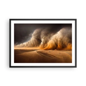 Poster in cornice nera - Impressionante tempesta di sabbia nel deserto - 70x50cm - L'ira del deserto - Decorazione murale moderna per soggiorno e camera da letto ARTTOR