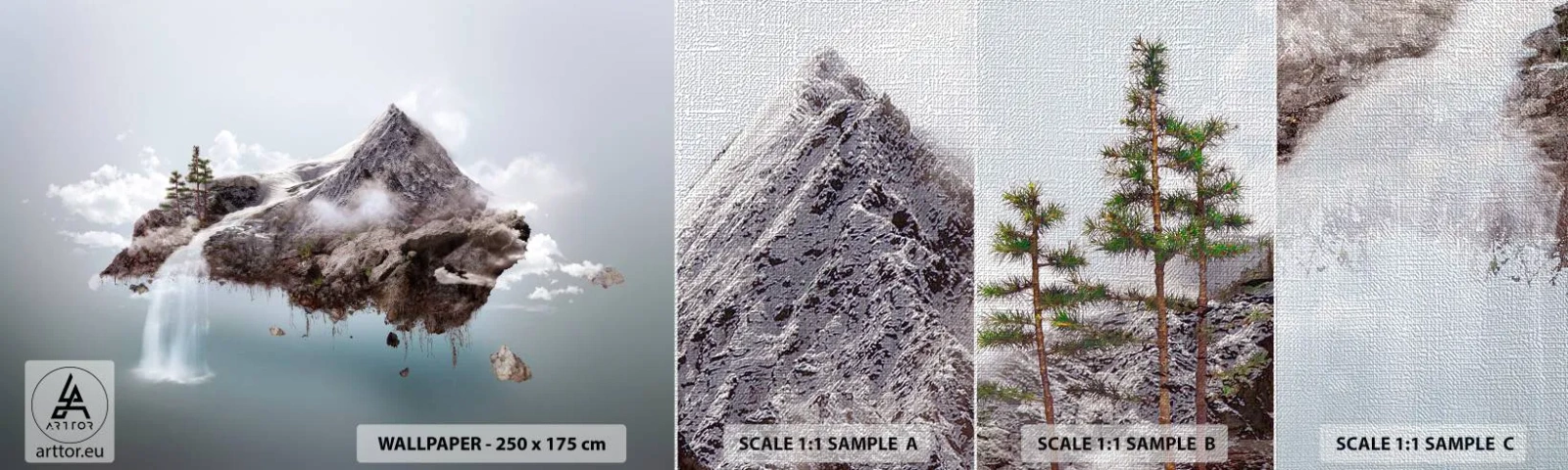 Campione di Fotomurale Premium Canvas - Con l'occhio del surrealista - Astrazione, Fantasia, Isola - 100x30 cm