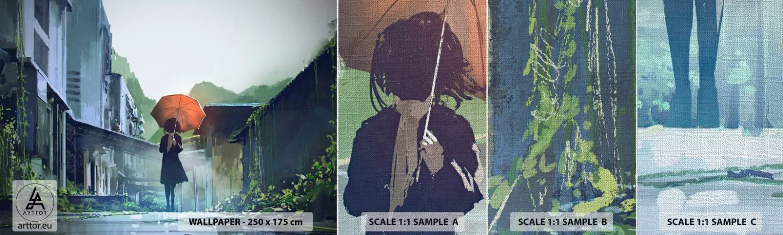 Campione di Fotomurale Premium Canvas - Pioggia vivificante - Astrazione, Città, Architettura - 100x30 cm