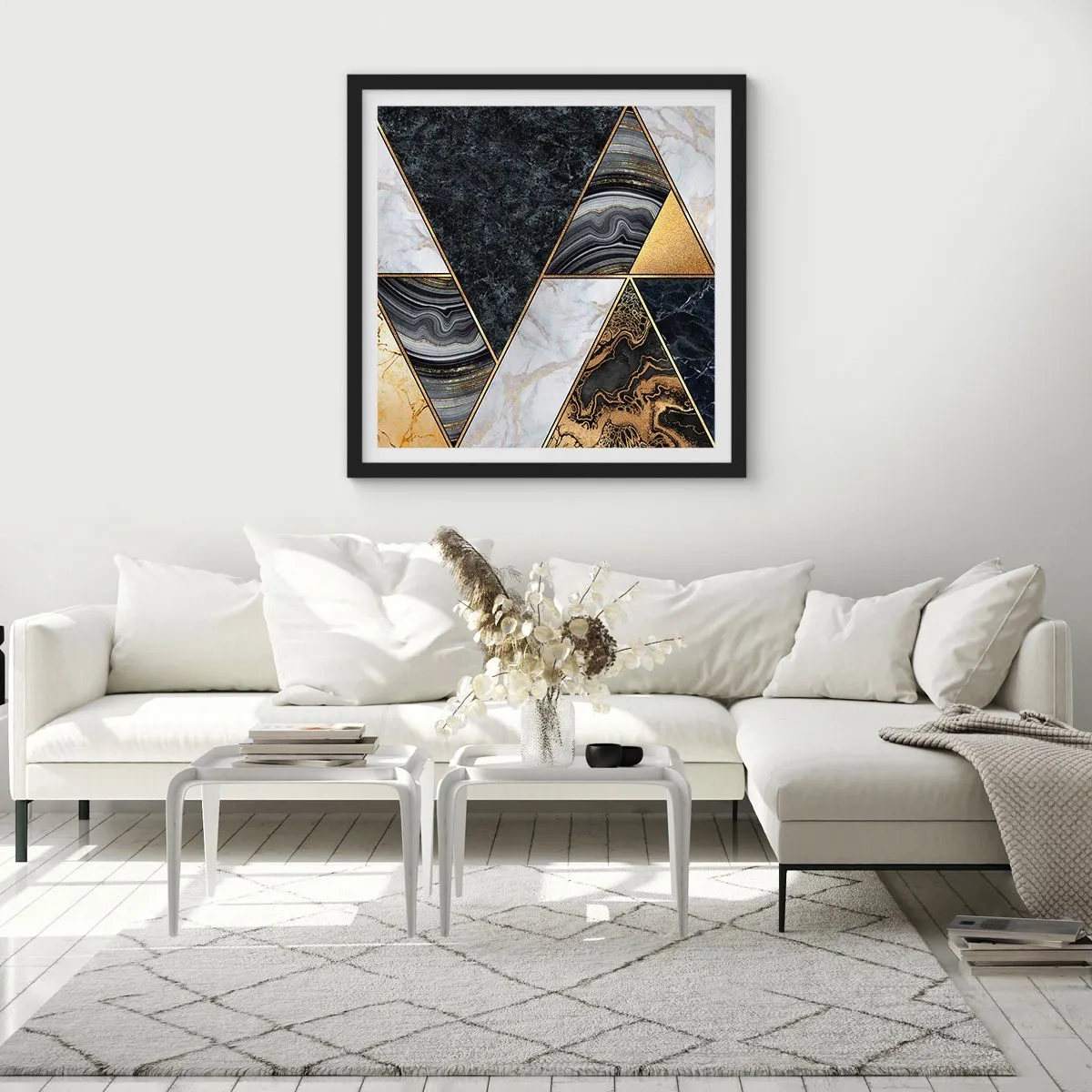 Poster in cornice nera - Pietra su pietra - 30x30 cm