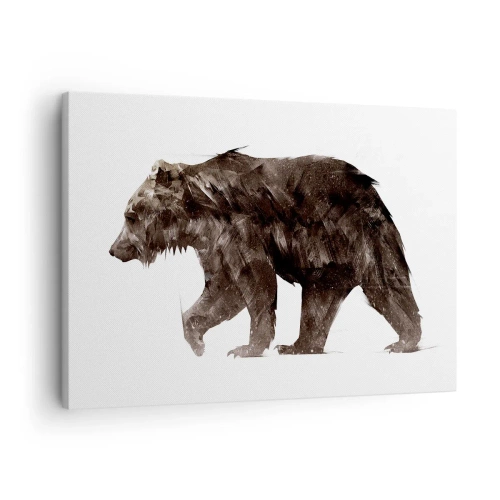 Quadro su tela - Stampe su Tela - Silhouette artistica di un orso - 70x50cm - Indosso sempre una vera pelliccia! - Decorazione murale moderna per soggiorno e camera da letto ARTTOR