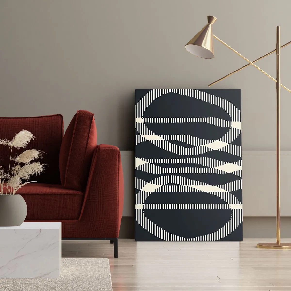 Quadro su tela - Stampe su Tela - Linee geometriche in tonalità chiare su sfondo scuro - 50x70cm - Tentativo di rompere l'oscurità - Decorazione murale moderna per soggiorno e camera da letto ARTTOR