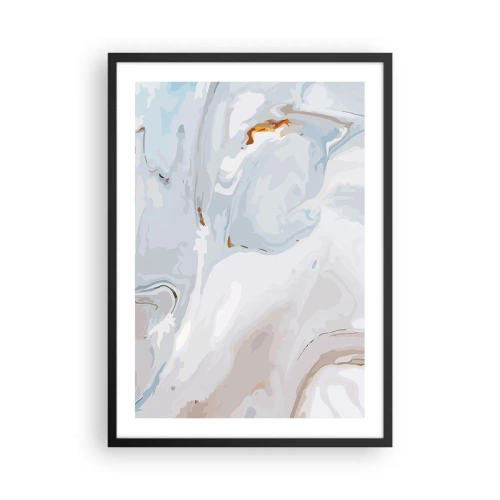 Poster in cornice nera - Motivo marmoreo nei toni del blu con accenti dorati - 50x70cm - Bianchi sovrapposti - Decorazione murale moderna per soggiorno e camera da letto ARTTOR