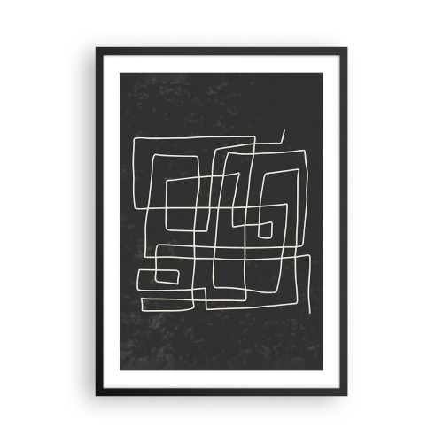 Poster in cornice nera - Astrazione geometrica su sfondo nero - 50x70cm - Non è così semplice - Decorazione murale moderna per soggiorno e camera da letto ARTTOR