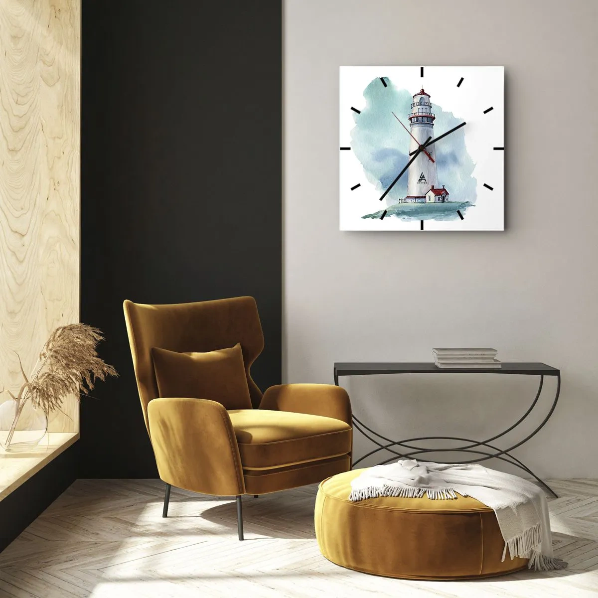 Orologio da parete - Orologio in Vetro - Il mite amico del blu - 40x40 cm