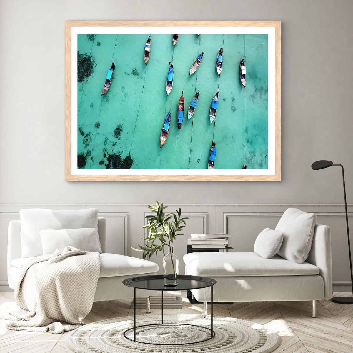 Poster in cornice rovere chiaro - In gioiosa attesa - 100x70 cm