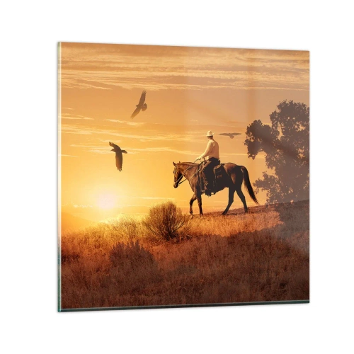 Quadro su vetro - Da solo nella prateria - 30x30 cm