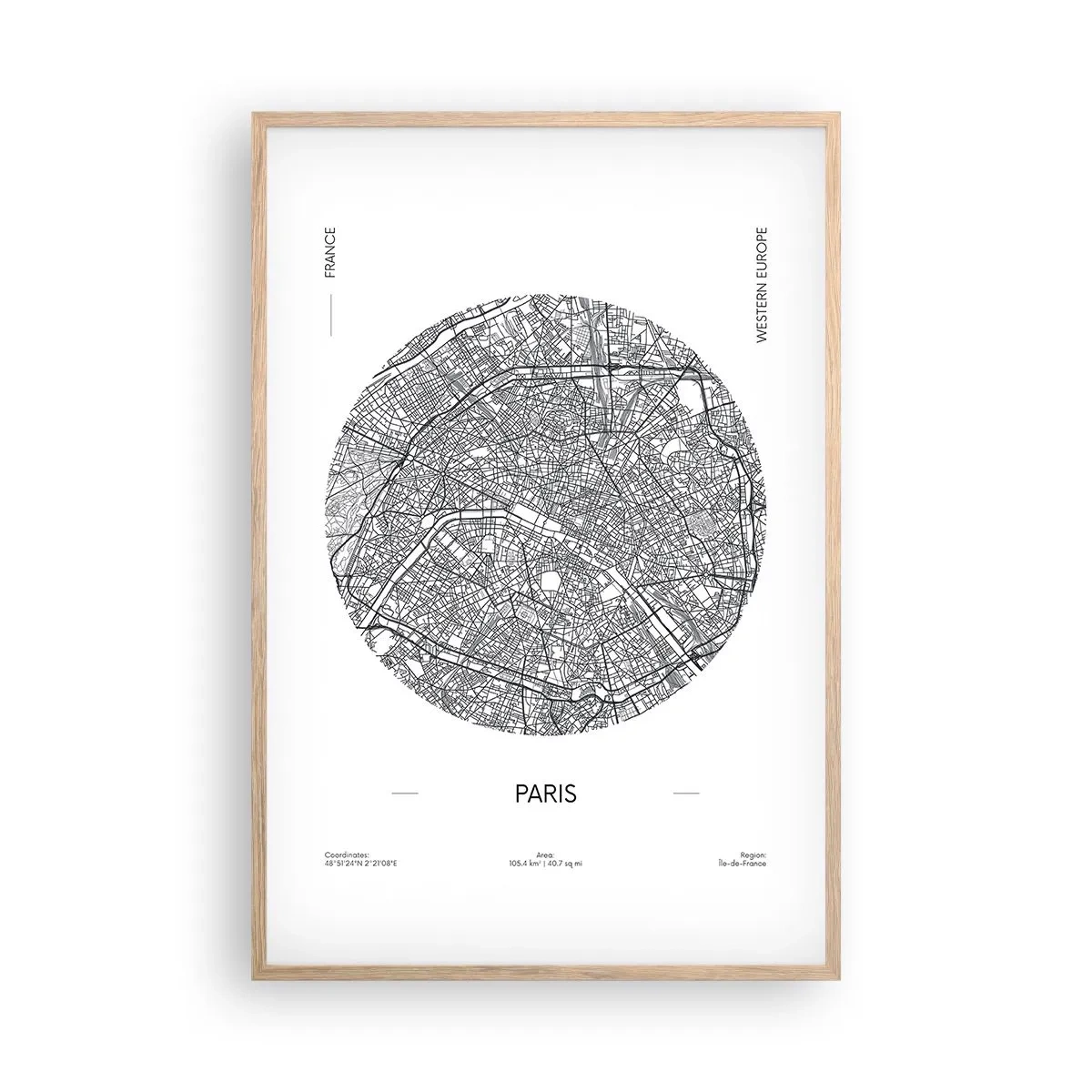 Poster in cornice rovere chiaro - Anatomia di Parigi - 61x91 cm