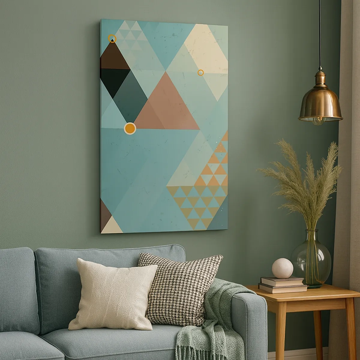 Quadro su tela - Stampe su Tela - Motivi geometrici nei toni del turchese e del marrone - 50x70cm - Unità della molteplicità, molteplicità dell'unità - Decorazione murale moderna per soggiorno e camera da letto ARTTOR