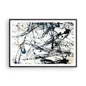 Poster in cornice nera - Motivo di pittura astratta con linee e macchie dinamiche - 100x70cm - Ha senso o non ha senso? - Decorazione murale moderna per soggiorno e camera da letto ARTTOR