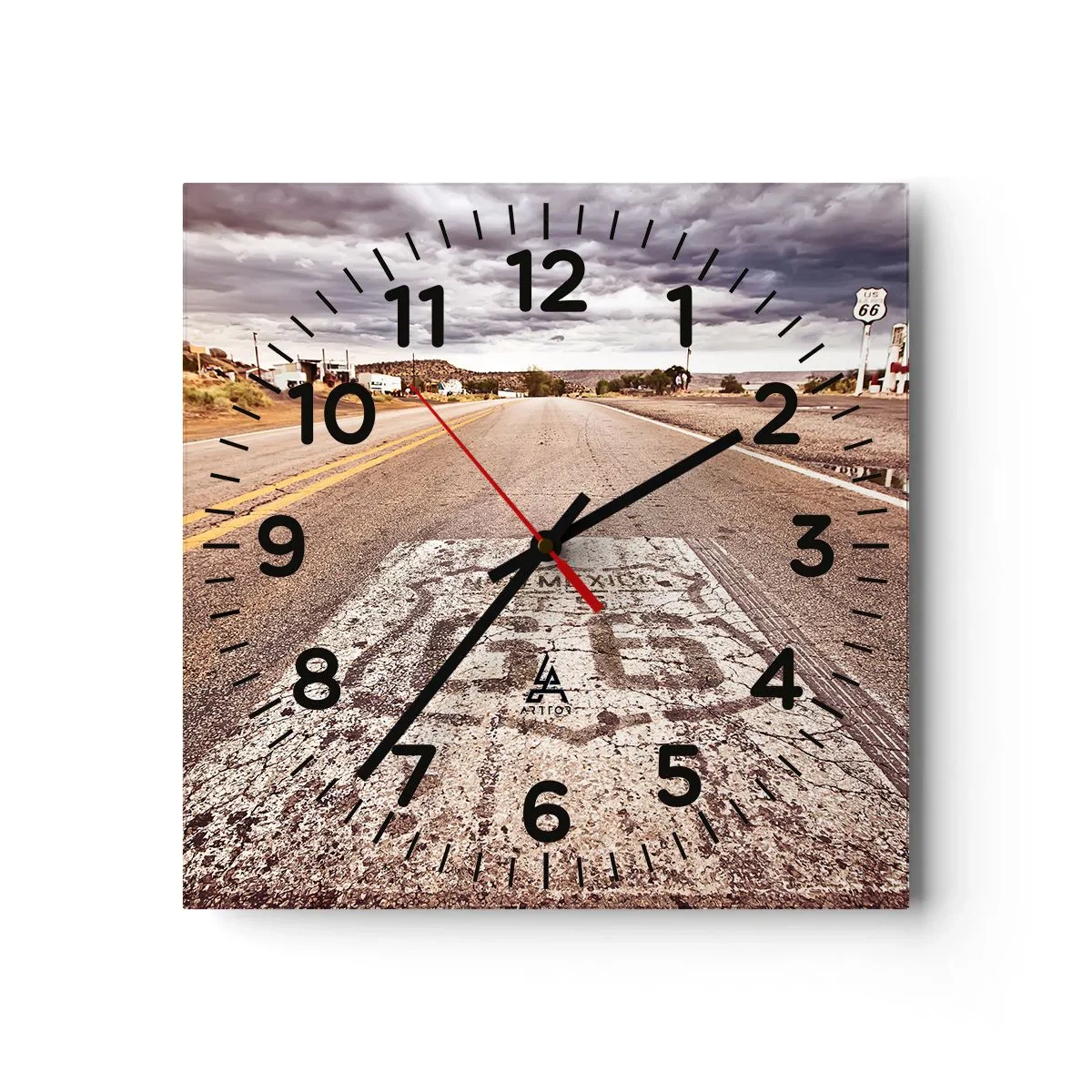 Orologio da parete - Orologio in Vetro - La Route 66: una leggenda americana - 30x30 cm