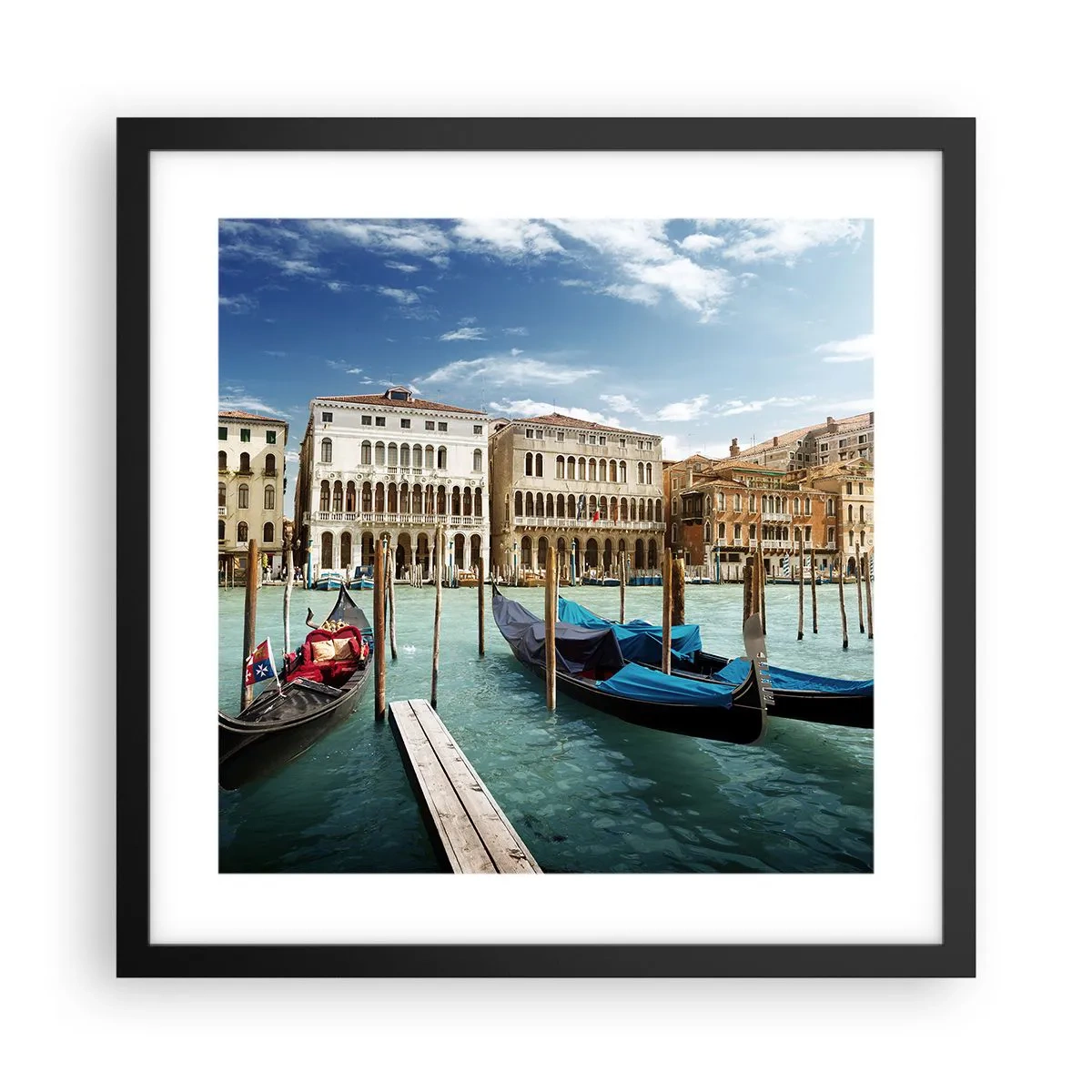 Poster in cornice nera - Palazzi nel blu - 40x40 cm