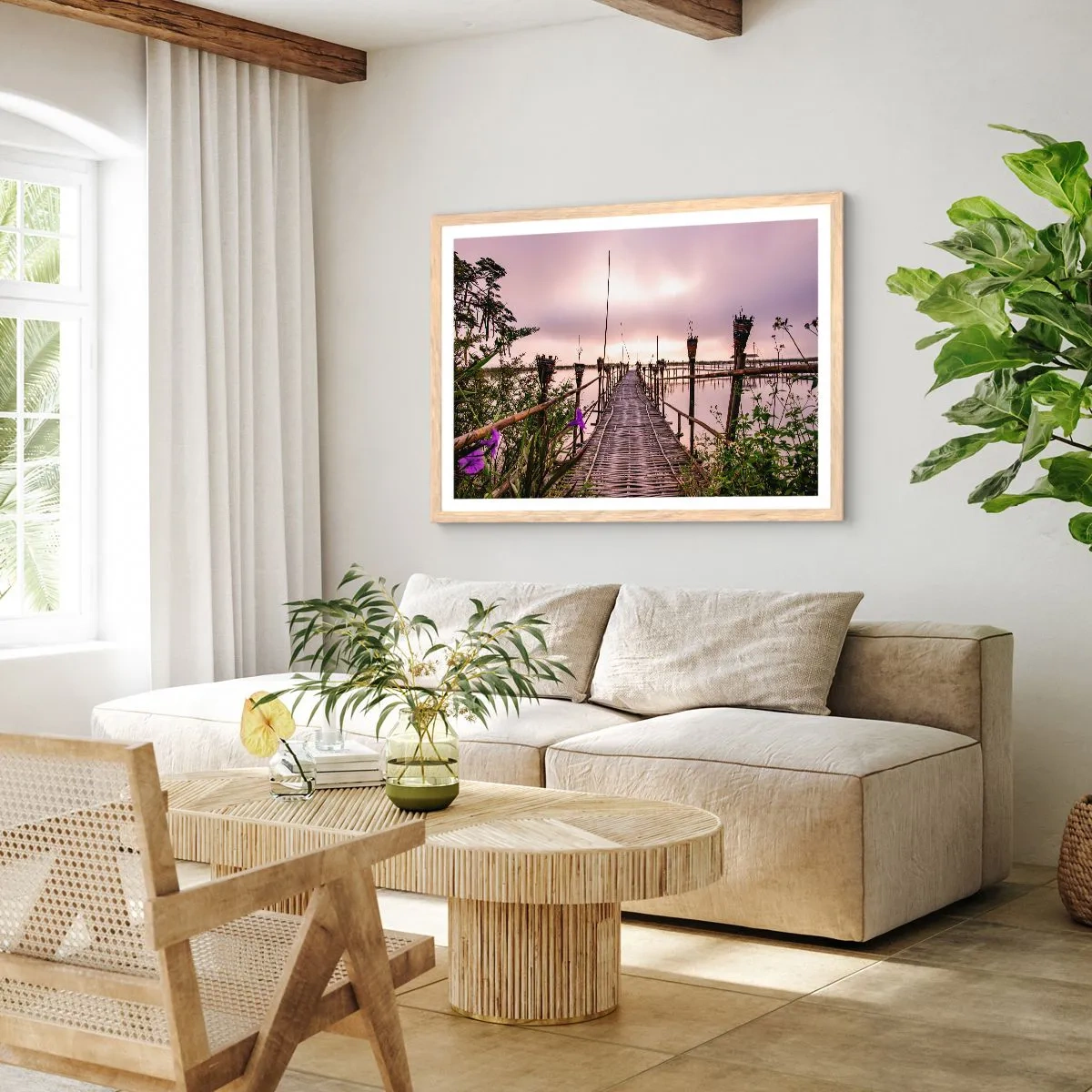 Poster in cornice rovere chiaro - Pace e silenzio dell'Asia - 91x61 cm