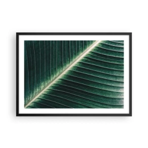Poster in cornice nera - Primo piano della struttura di una foglia verde - 70x50cm - Il ritmo della natura - Decorazione murale moderna per soggiorno e camera da letto ARTTOR