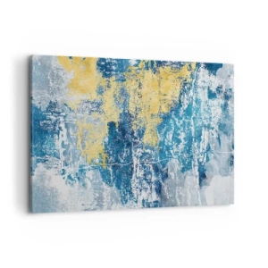 Quadro su tela - Stampe su Tela - Astrazione nei toni del blu e del giallo - 100x70cm - Astrazione piena di ottimismo - Decorazione murale moderna per soggiorno e camera da letto ARTTOR