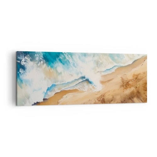 Quadro su tela - Stampe su Tela - Un'onda del mare che si infrange contro la riva sabbiosa - 140x50cm - L'onda che ritorna - Decorazione murale moderna per soggiorno e camera da letto ARTTOR
