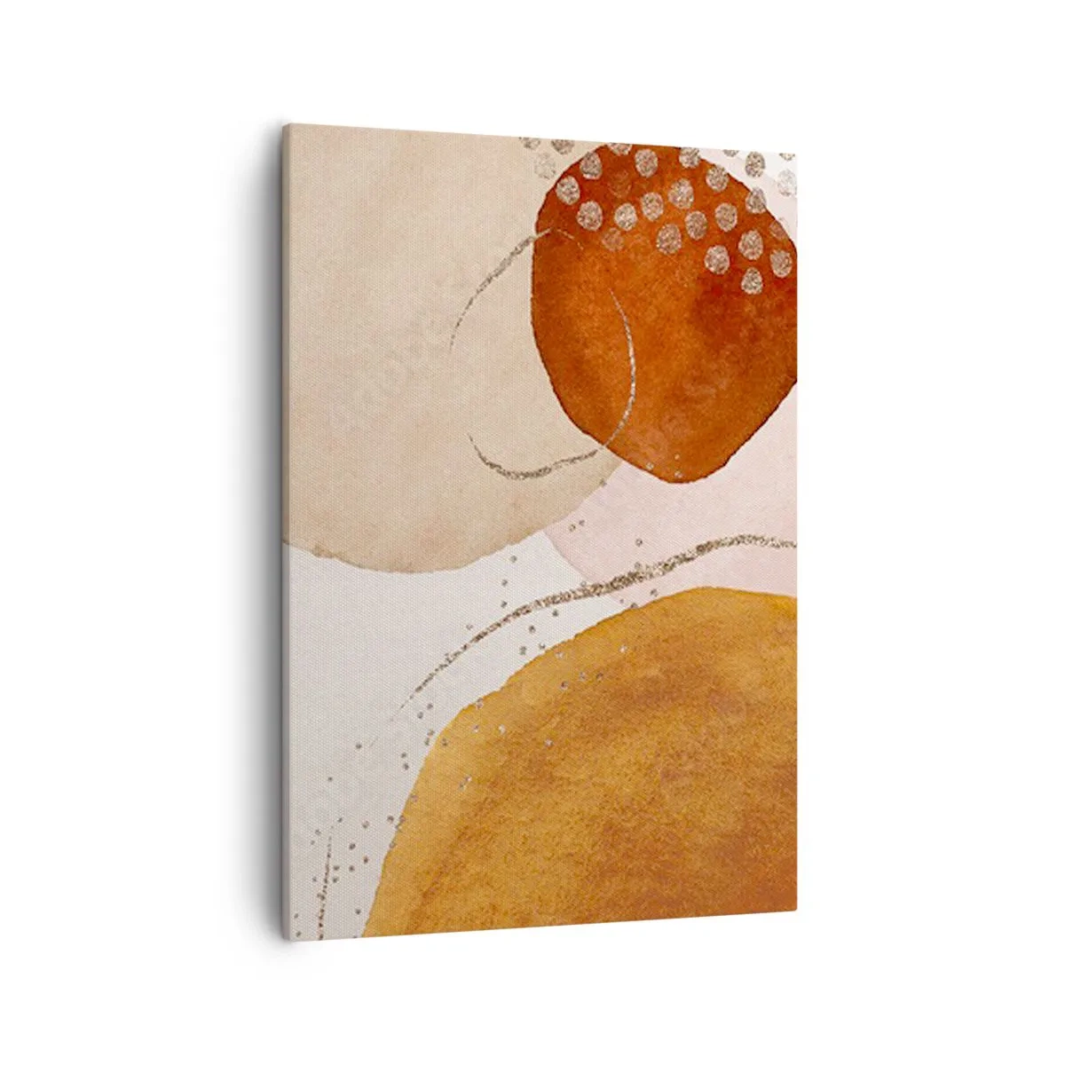 Quadro su tela - Stampe su Tela - Forme astratte in calde tonalità di marrone e oro - 50x70cm - Rotondità e movimento - Decorazione murale moderna per soggiorno e camera da letto ARTTOR