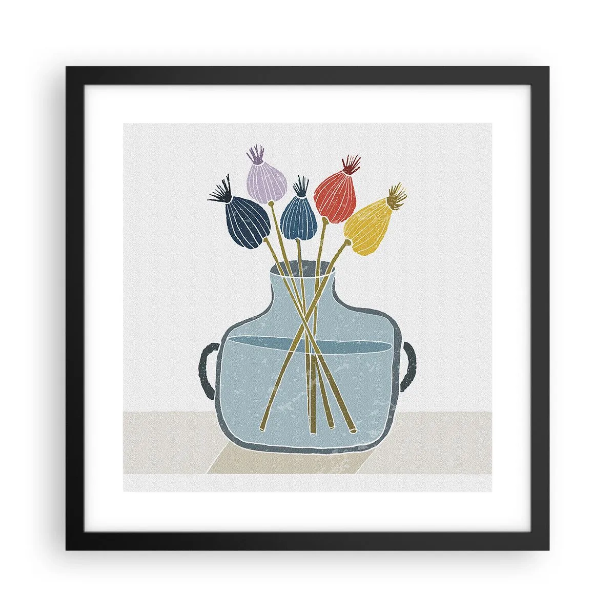 Poster in cornice nera - Il silenzio dei papaveri - 40x40 cm