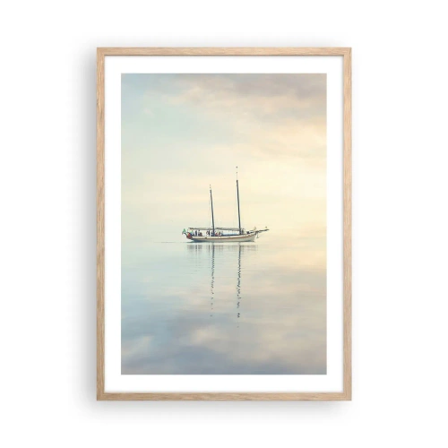 Poster in cornice rovere chiaro - Silenzio in mare - 50x70 cm