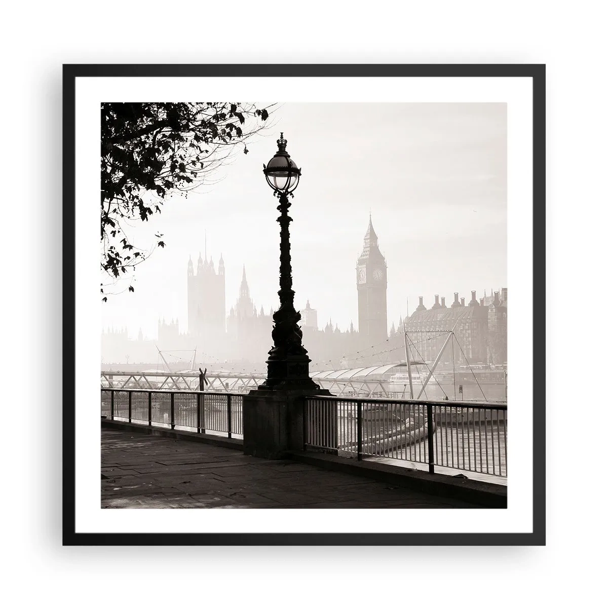 Poster in cornice nera - Un mattino a Londra - 60x60 cm