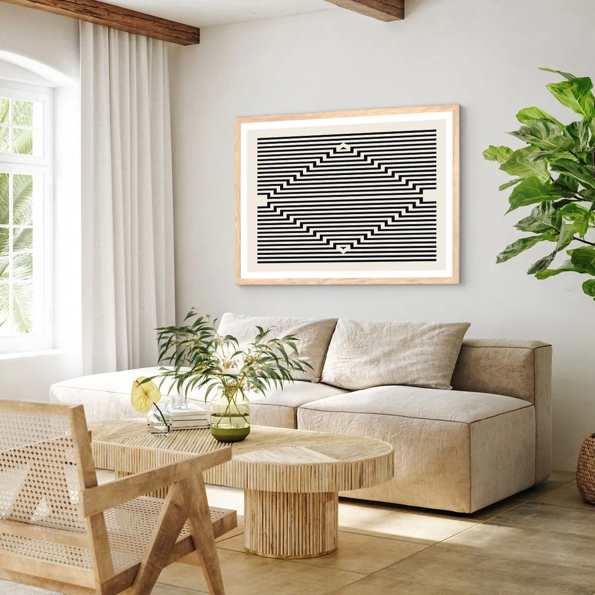 Poster in cornice rovere chiaro - Illusione geometrica - 91x61 cm