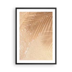 Poster in cornice nera - L'ombra delle foglie di palma sulla sabbia dorata della spiaggia - 50x70cm - Ombra di un'estate bollente - Decorazione murale moderna per soggiorno e camera da letto ARTTOR