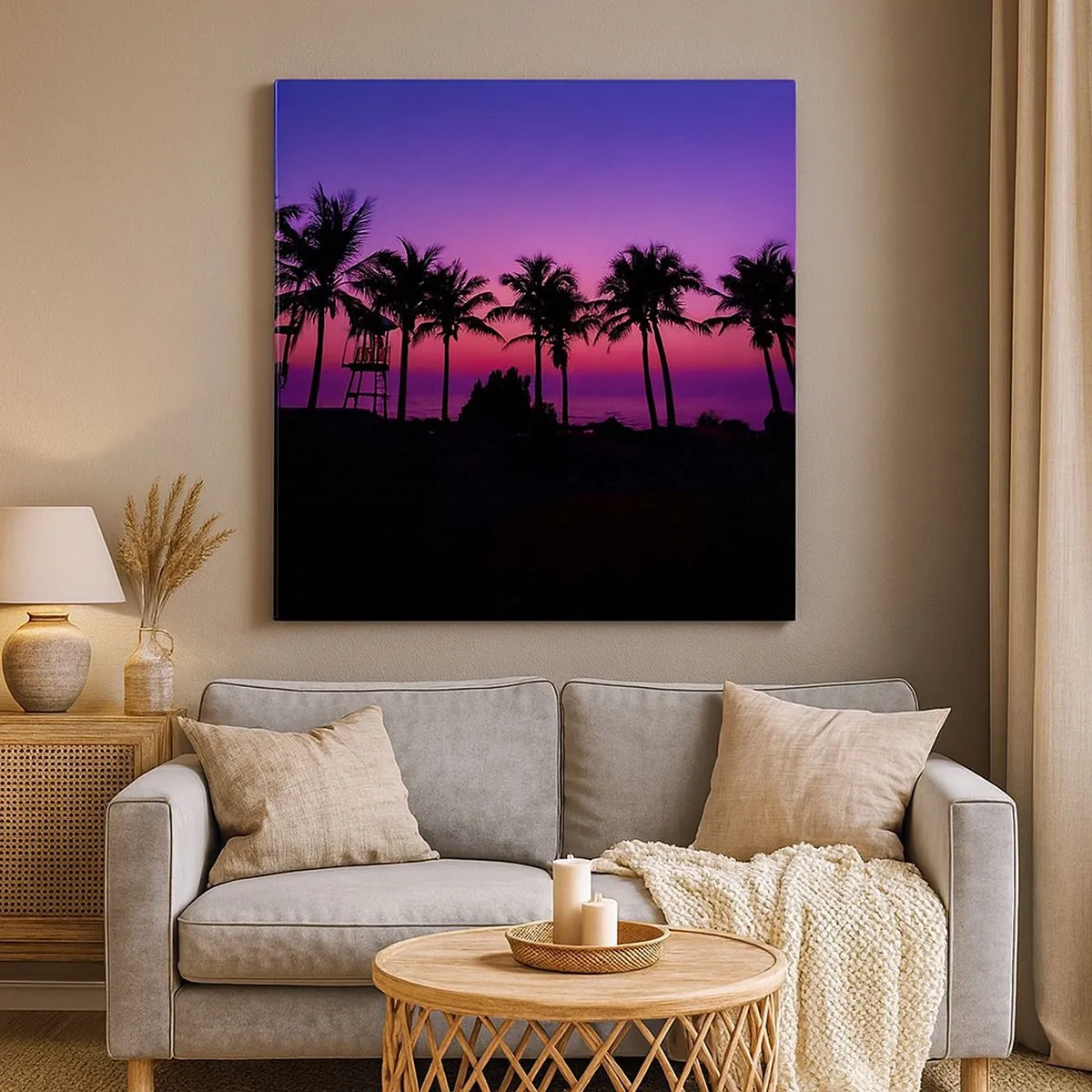 Quadro su tela - Stampe su Tela - Sera sotto le palme - 30x30 cm