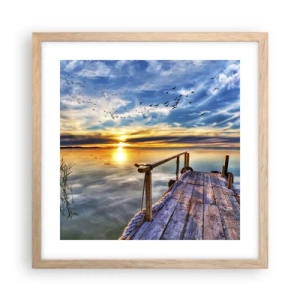 Poster in cornice rovere chiaro - Il vento è andato a dormire - 40x40 cm