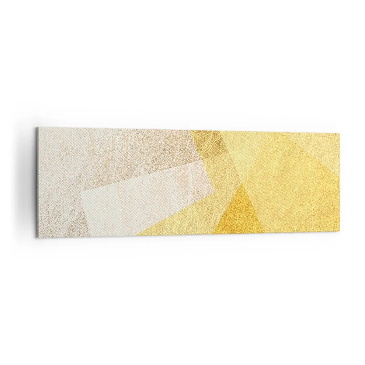 Quadro su tela - Stampe su Tela - Forme geometriche in tonalità oro e chiare - 160x50cm - La pace della geometria - Decorazione murale moderna per soggiorno e camera da letto ARTTOR