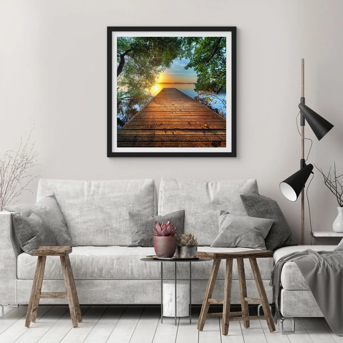 Poster in cornice nera - Non avere fretta, siediti - 60x60 cm