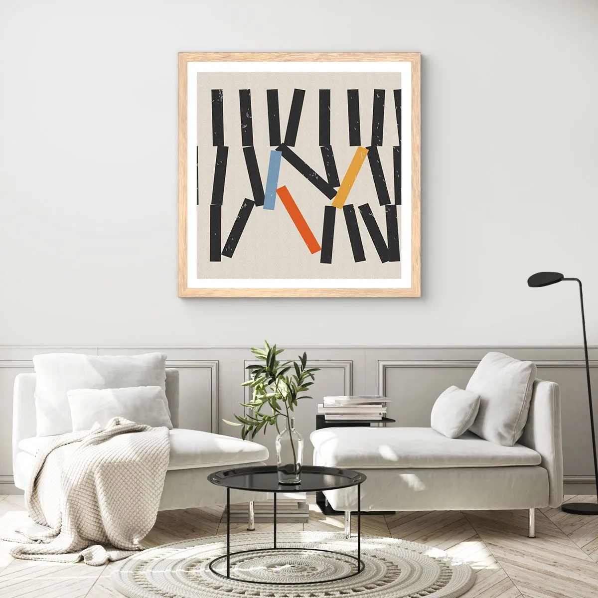 Poster in cornice rovere chiaro - Composizione: domino - 60x60 cm