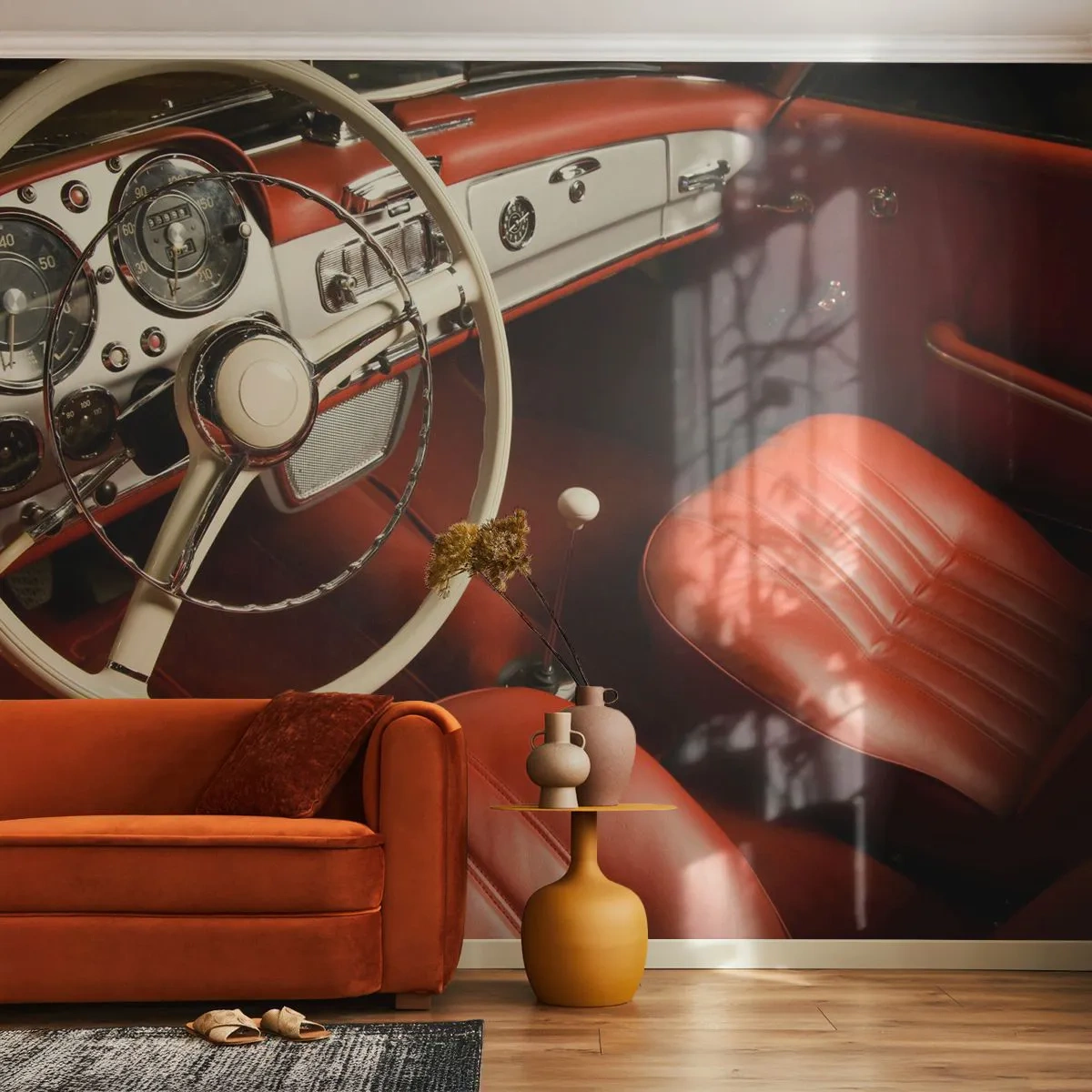 Fotomurali Premium Sand - Lusso in stile vintage - Auto, Classico, Settore automobilistico - 300x210 cm