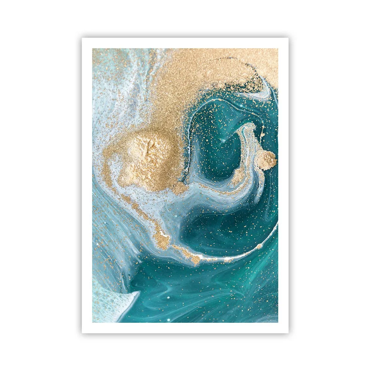 Poster - Vortice di oro e turchese - 70x100 cm