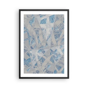 Poster in cornice nera - Astrazione geometrica nei toni del blu e del grigio - 50x70cm - Nel labirinto grigioblu - Decorazione murale moderna per soggiorno e camera da letto ARTTOR