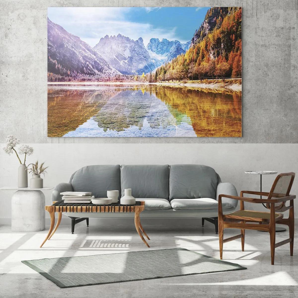 Quadro su vetro - E nei monti è già autunno - 100x40 cm
