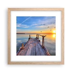 Poster in cornice rovere chiaro - Camminando verso il sole - 30x30 cm
