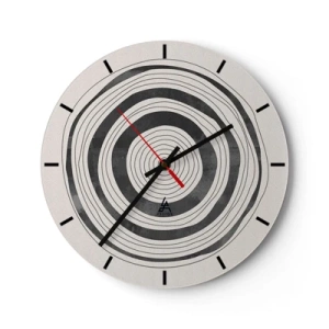 Orologio da parete - Orologio in Vetro - Anelli concentrici in tonalità di grigio su sfondo chiaro - 30x30cm - Conta ciò che sta in mezzo - Decorazione murale moderna per soggiorno, cucina e camera da letto ARTTOR